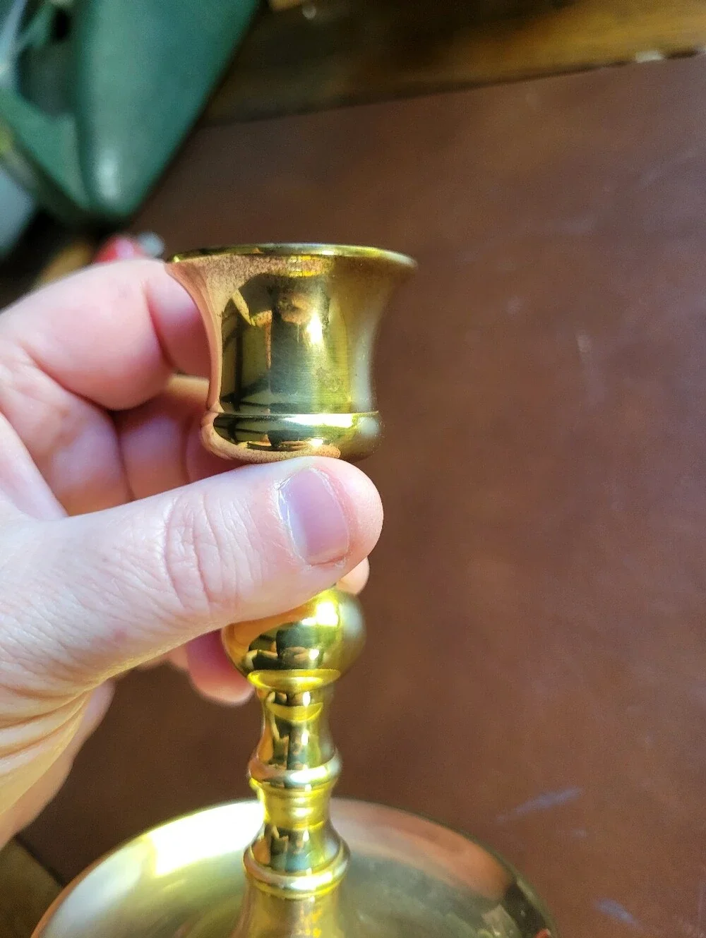 Round Saucer Base Candlestick Holder- India-fine Quality Lacquered Brass